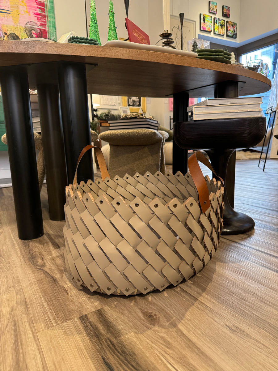 Taupe Oval Almeria Basket with Handles