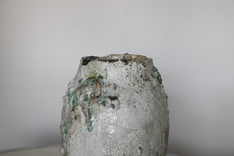 Organic Crackle Oval Vase