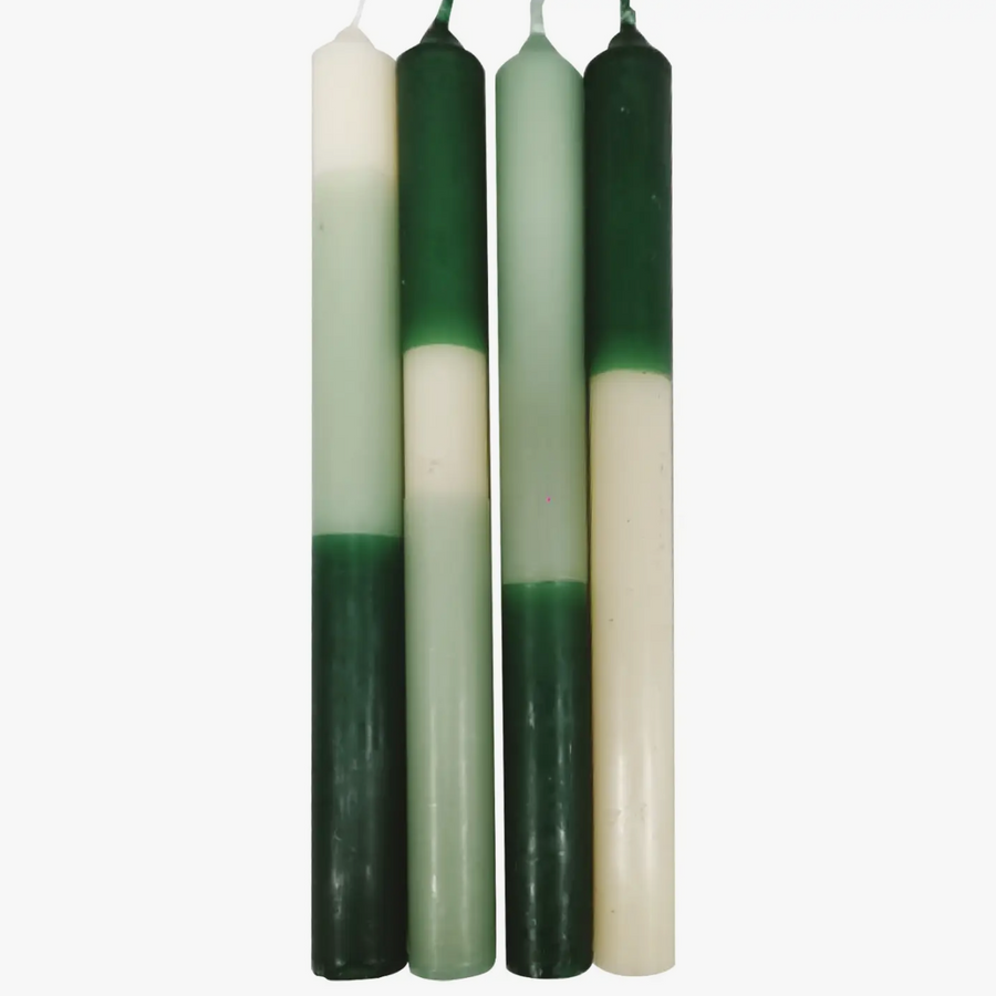 Green Multi Color Candlesticks, Set of 4