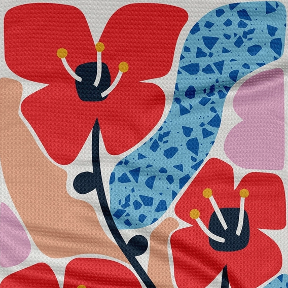 Dizzy Poppies Tea Towel