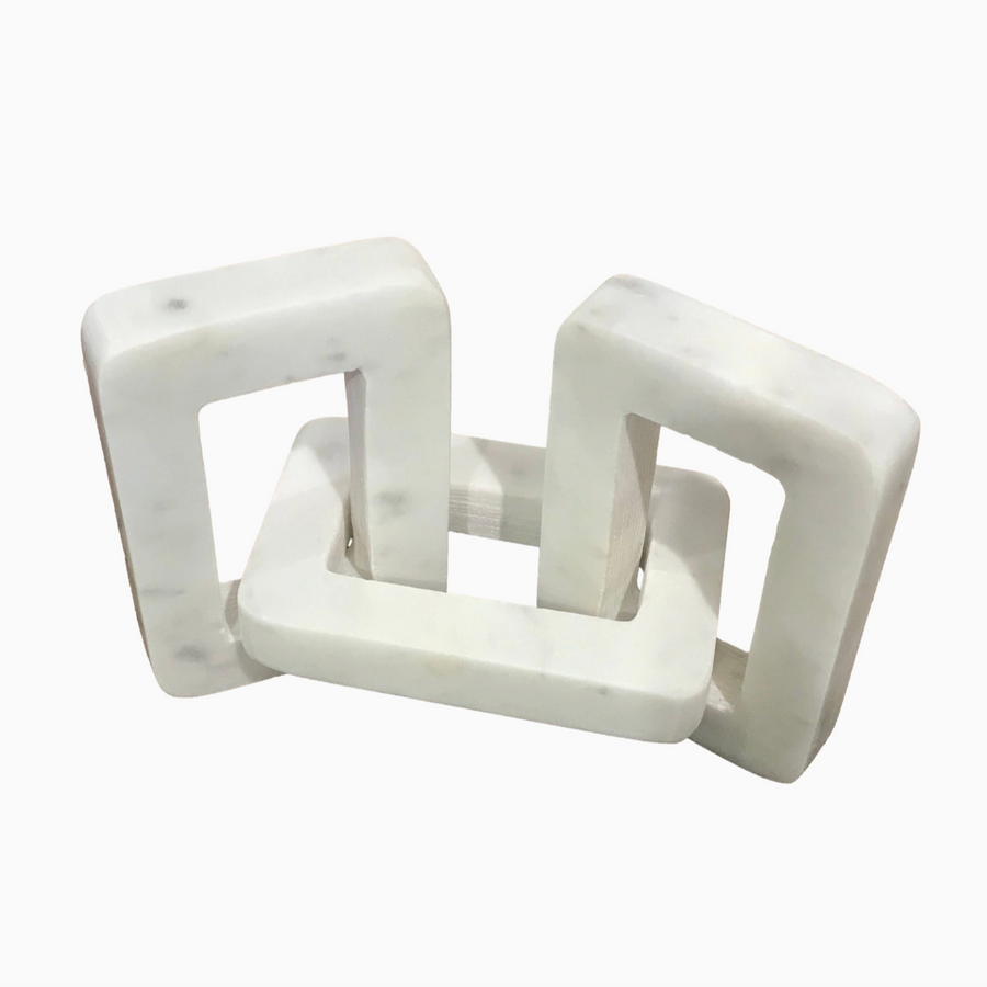 White Marble 3-Link Rectangle Chain