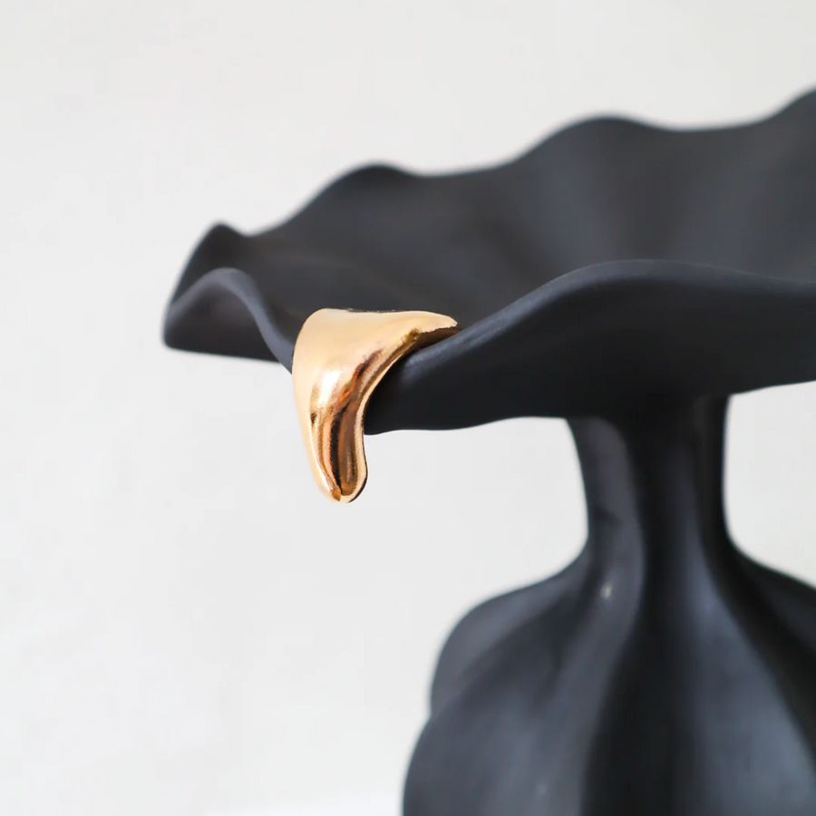 Black Peplum Gold Drip Vase