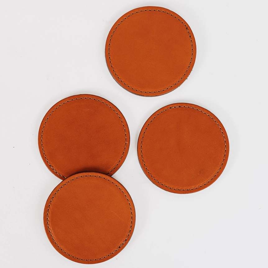 Leather Coasters, Set of 4 - Camel