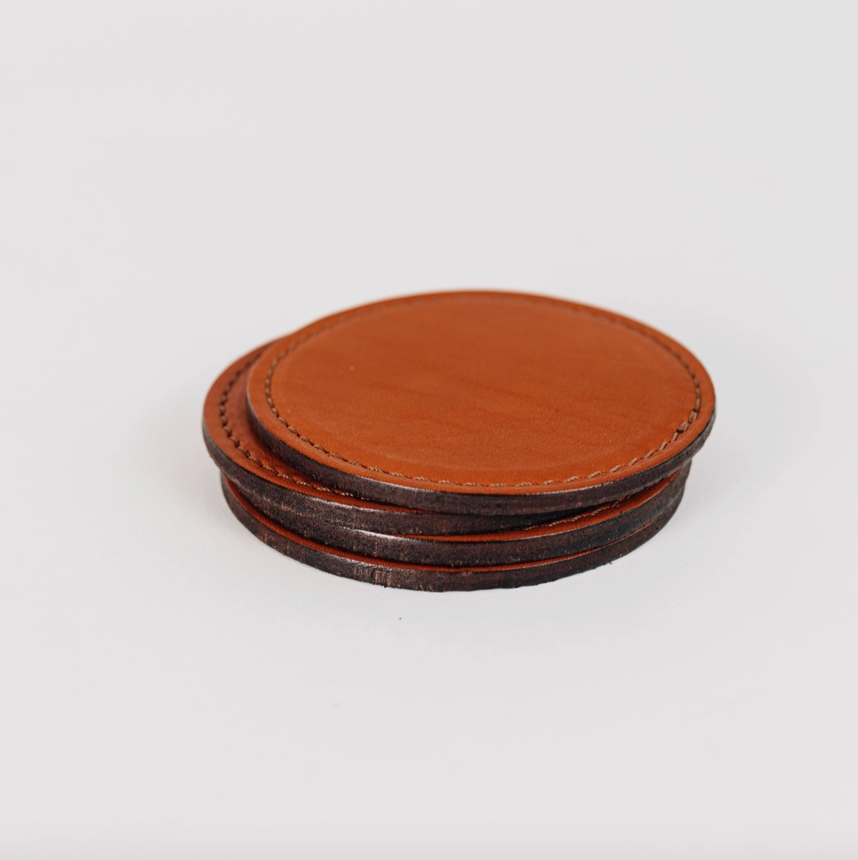 Leather Coasters, Set of 4 - Camel