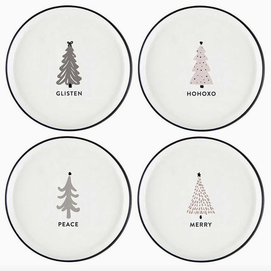 Holiday Appetizer Plates: Glisten, HoHoHo, Peace, Merry