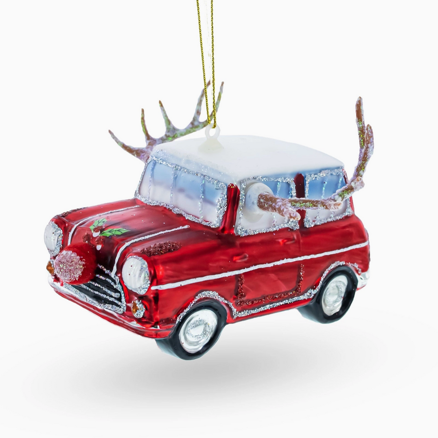 Car Decked Out with Nose and Antlers Ornament