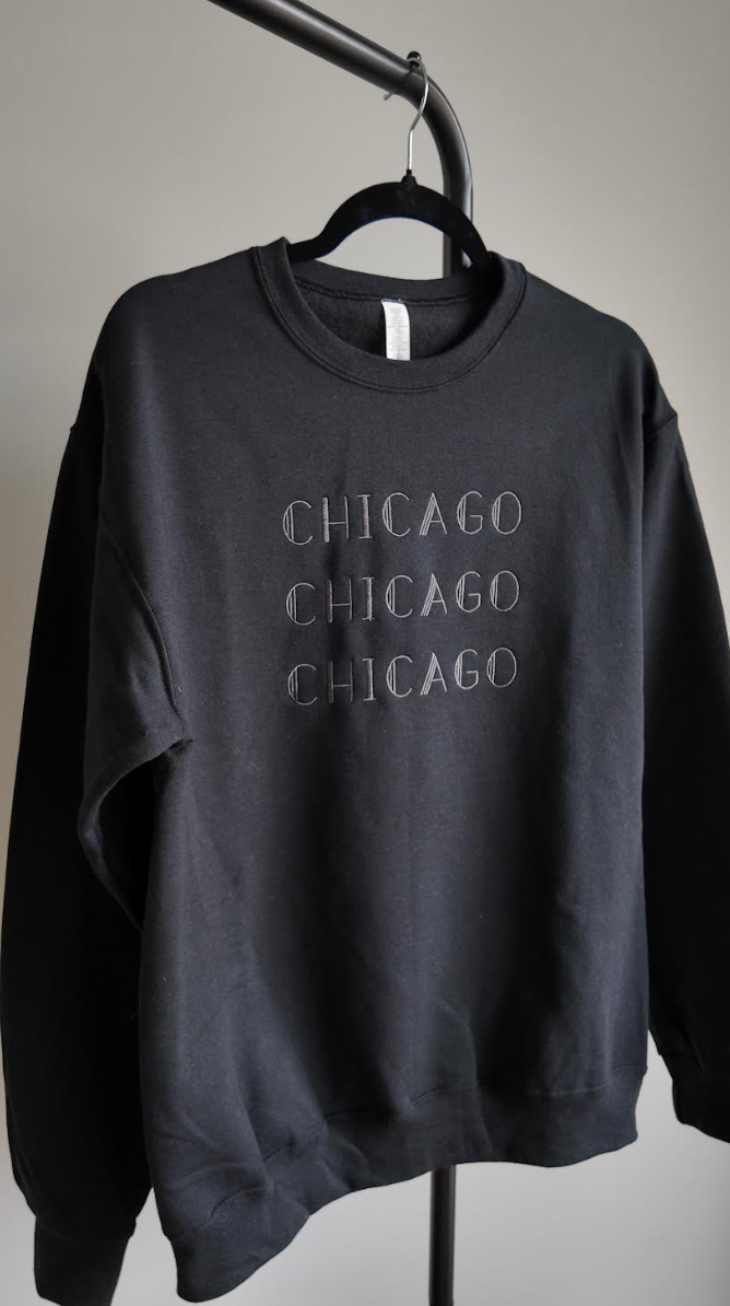'Chicago All Day' Sweatshirt, Black - Letty Sparrow