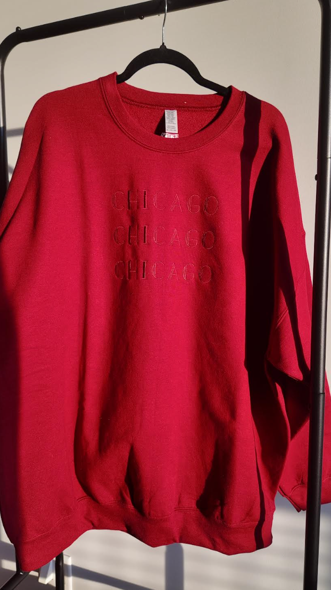 'Chicago All Day' Sweatshirt, Red - Letty Sparrow