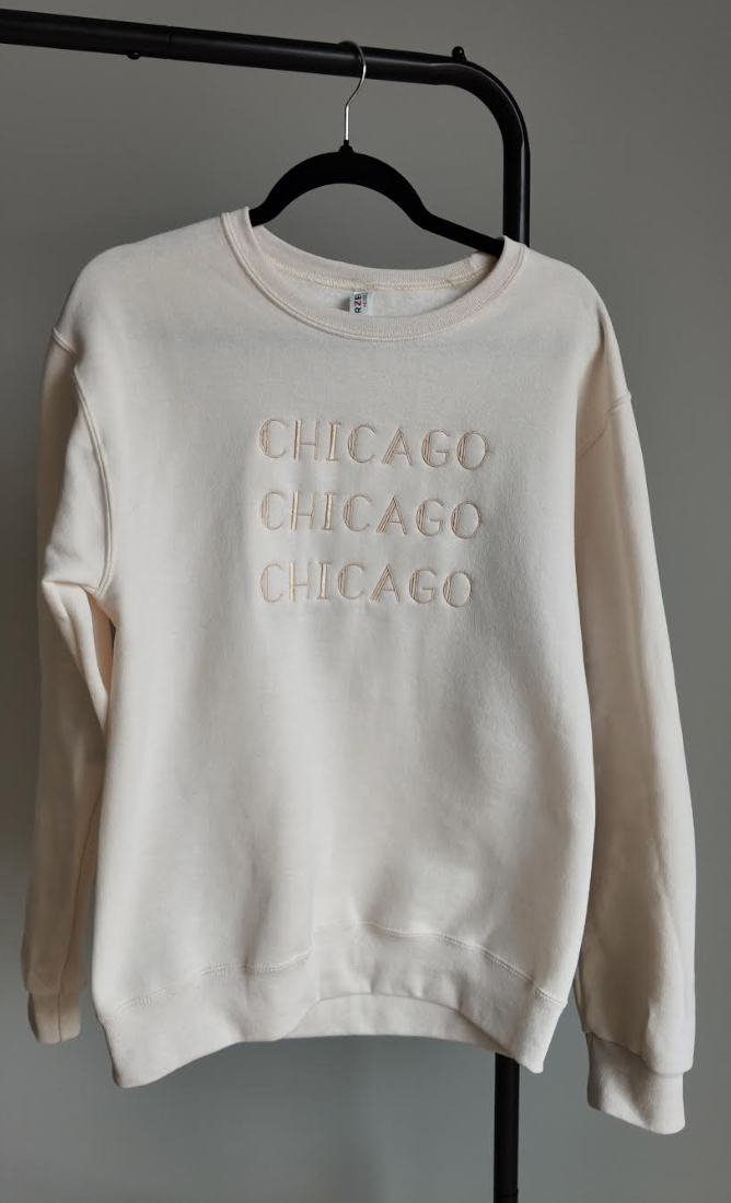 'Chicago All Day' Sweatshirt, Cream - Letty Sparrow