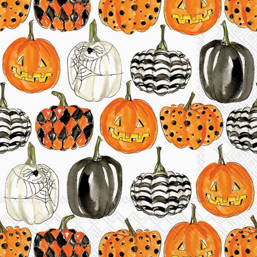 Pumpkin Pattern Fall Autumn Paper Cocktail Napkins