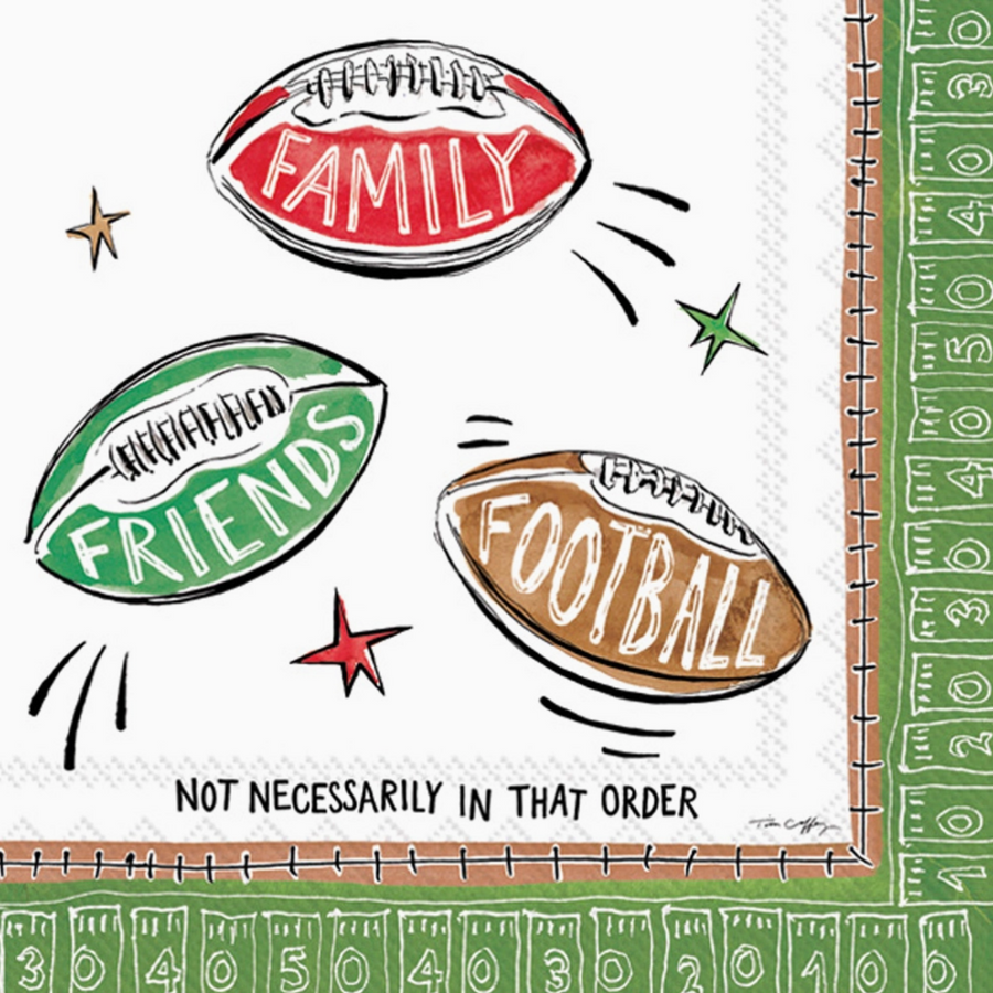 Family Friends Football Paper Cocktail Napkins
