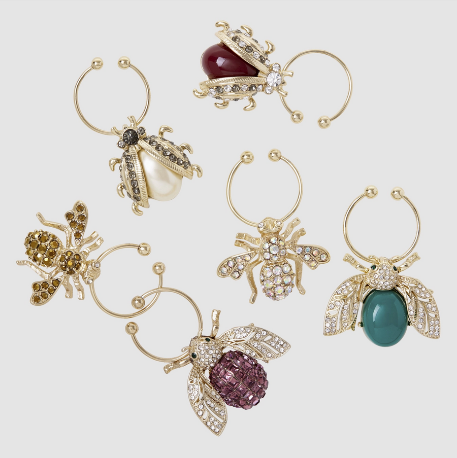 Bedazzled Bee Wine Charm, Dark Jewel Tones