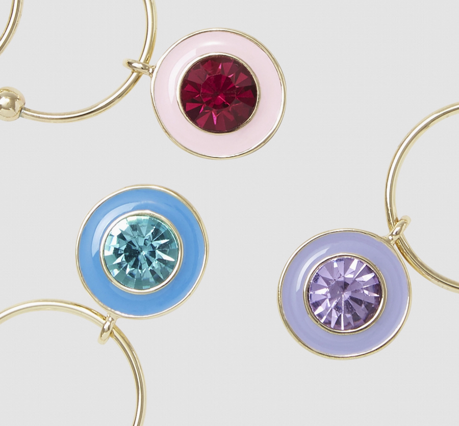 Enamel Gem Wine Charms
