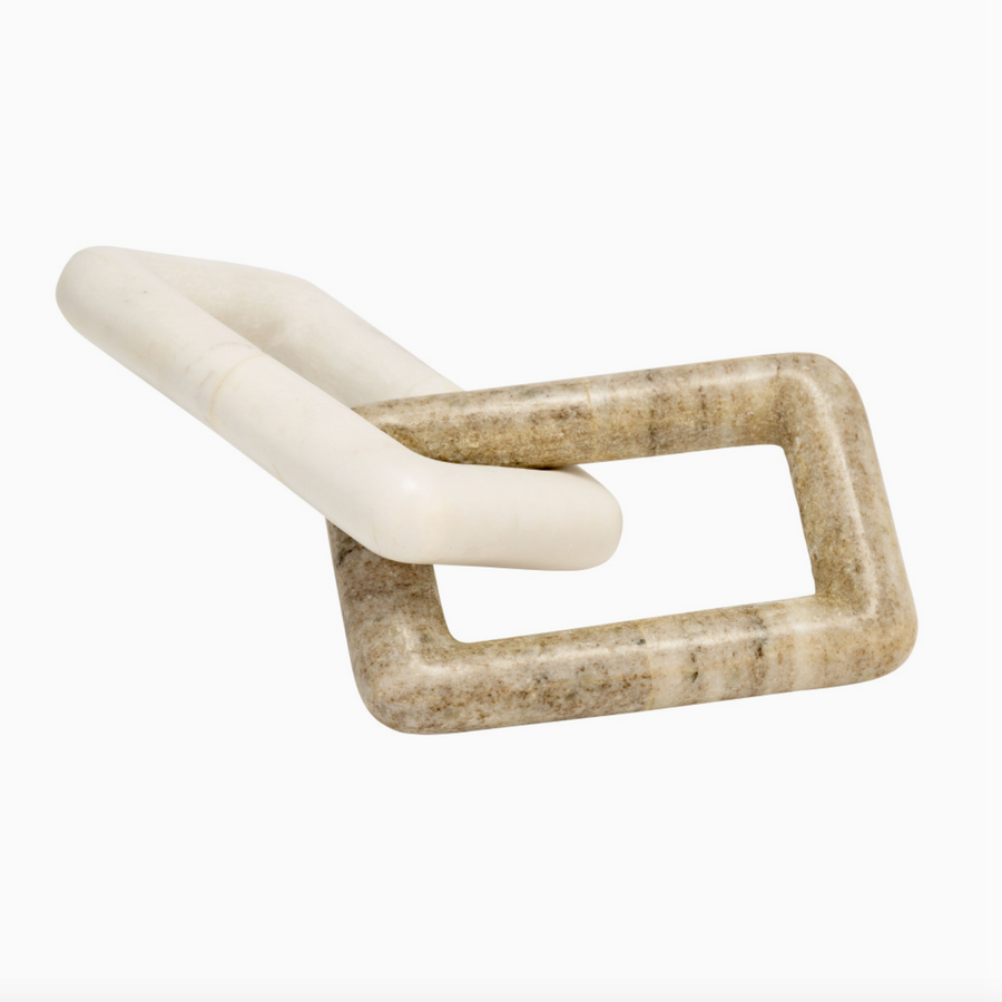 Marble Two Square Links Decorative Sculpture
