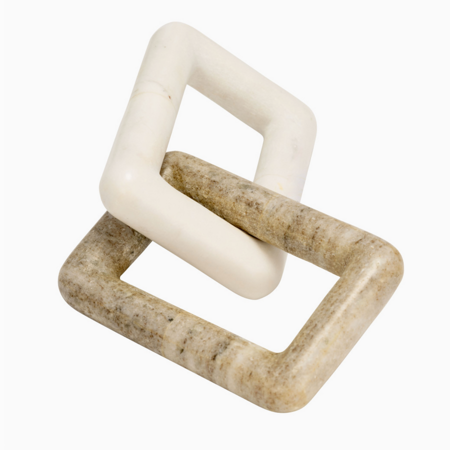 Marble Two Square Links Decorative Sculpture