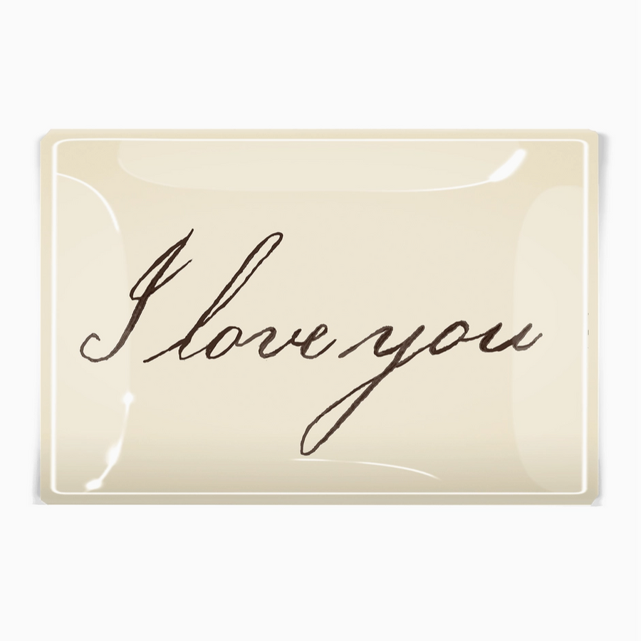 I Love You Script Decoupage Glass Tray