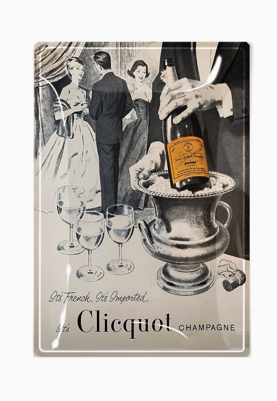 It's Clicquot Champagne Decoupage Glass Tray