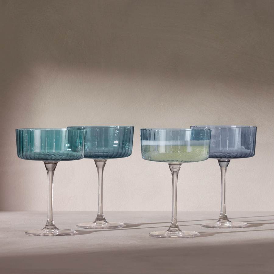 Blue Gems Champagne/Cocktail Glass, Set of 4