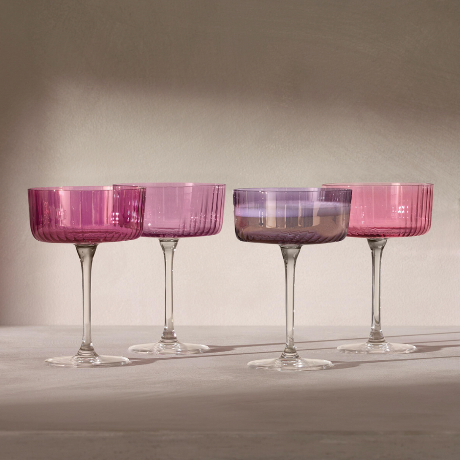 Pink Gems Champagne/Cocktail Glass, Set of 4
