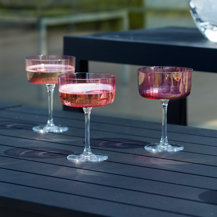 Pink Gems Champagne/Cocktail Glass, Set of 4