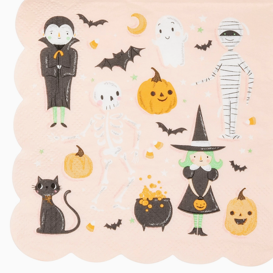 Halloween Icons Scallop Paper Cocktail Napkins