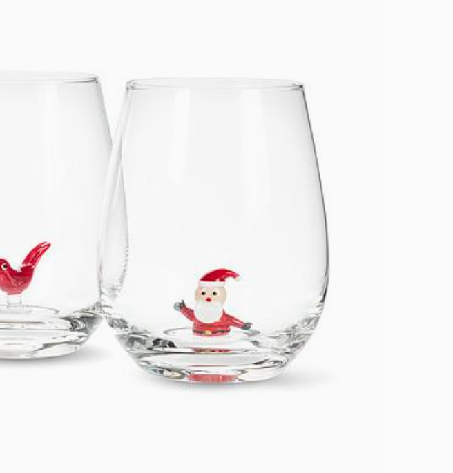 Santa Icon Stemless Wine Glass