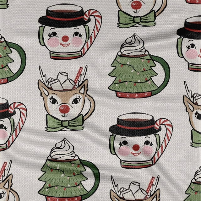 Vintage Mugs Tea Towel