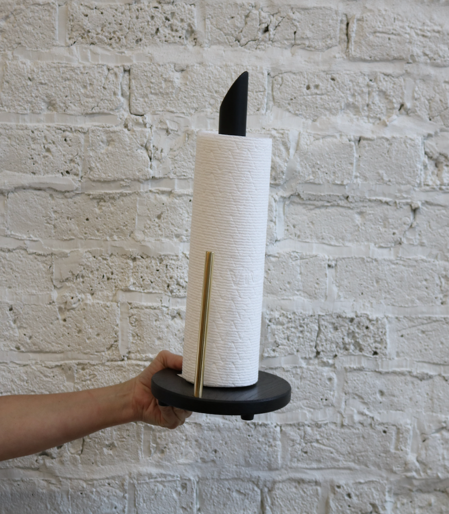 Angled Paper Towel Holder, Ebonized Oak
