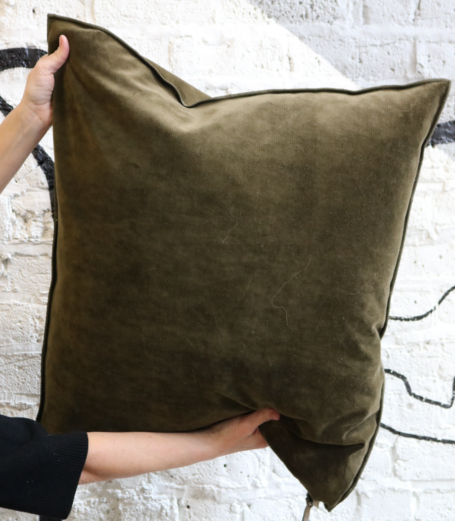 Vintage Velvet Pillow, Kaki