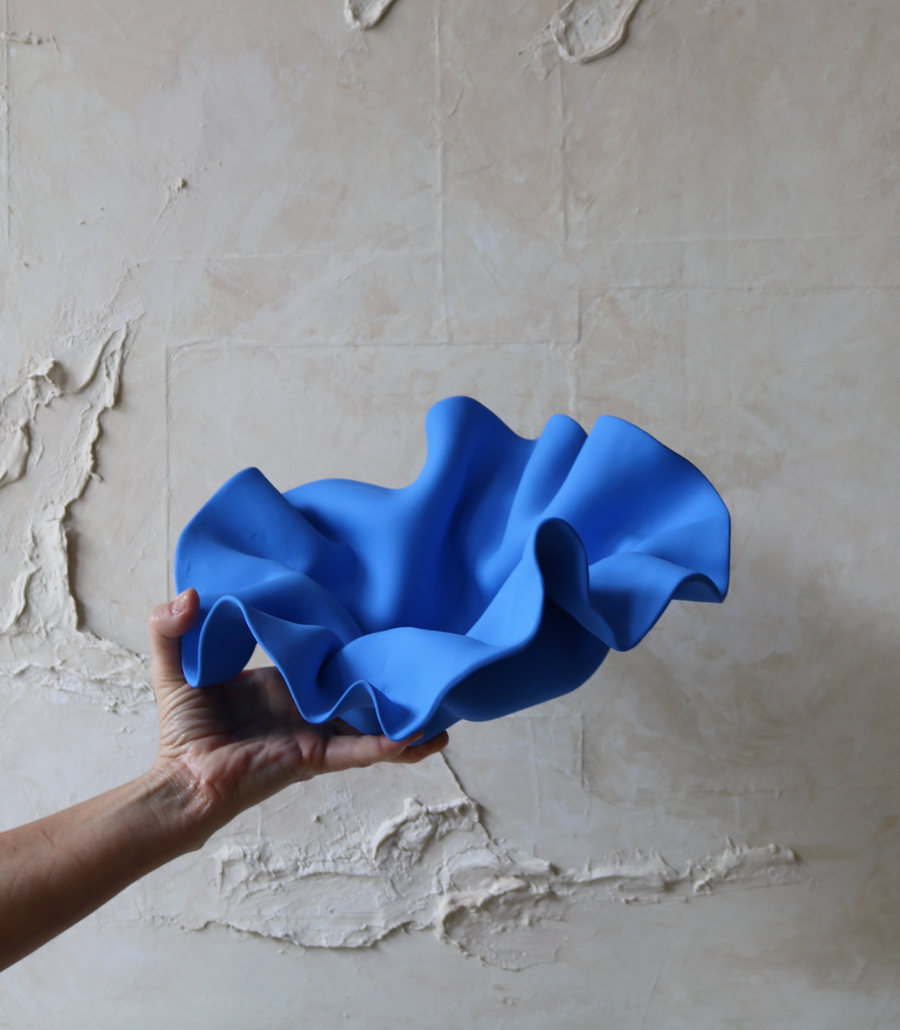 Wave Bowl, Matte Cobalt Blue