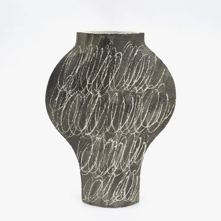 Negative Circles Black Vase