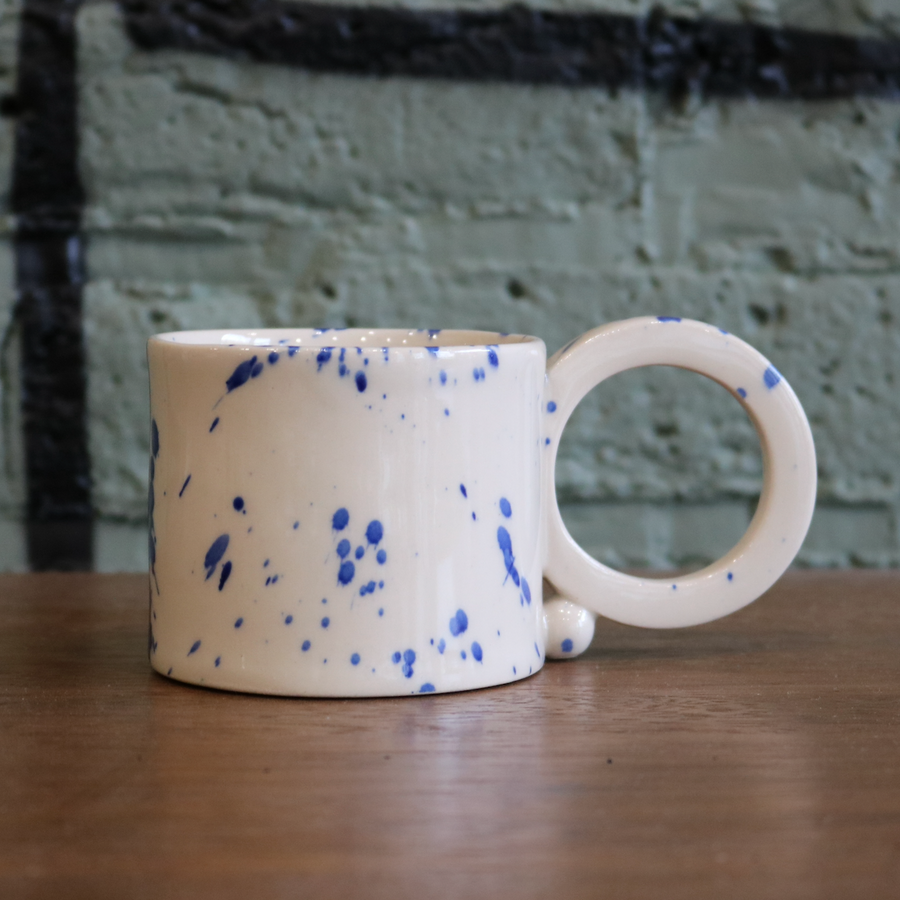 Beige with Blue Splatter Mug
