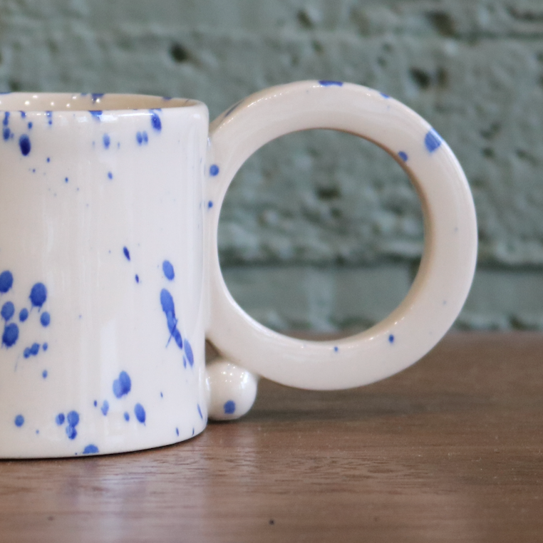 Beige with Blue Splatter Mug